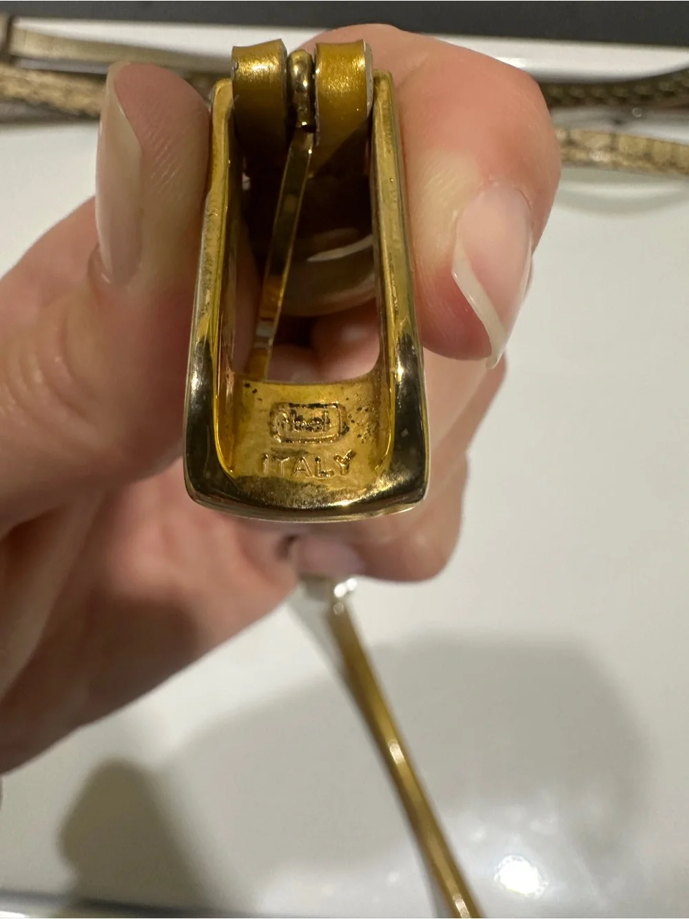 Saks Fifth Avenue Metallic Gold Narrow Women's Belt